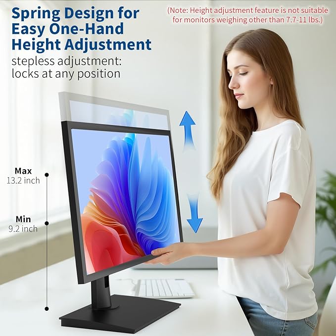 Vesa Monitor Stand with Spring-Adjustable Height, Swivel, Tilt, Rotation Vesa Stand, Compatible with Monitors Within 27 inch and Weighing Between 7.7-11lb (Black, Only for 7.7-11 lb Monitor)
