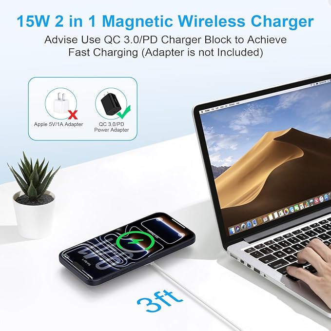 Wireless Charger for Samsung Fast Charging Pad Magnetic Wireless Charger for Samsung Galaxy S26 Ultra S26+ S25 Ultra S24FE,15W Magsafe Charger USB-C/A for iPhone 17 Pro Max 17 Air 16 Plus 16e 15 14 13