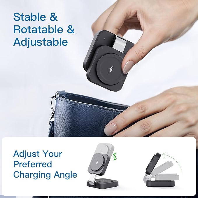 RYND 2026 Traveling Wireless Mag-Safe Fast Charging Station,Magnetic 3 in 1 Charger with iPhone 17 16 15 14 13 12 Pro Max Plus,Apple Watch Series & Air pods 4 3 2 Pro-Gifts for Wife & Husband(Black)