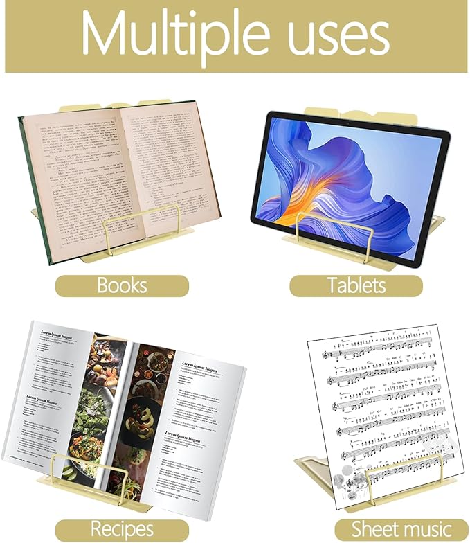 Metal Book Stand Adjustable Book Holder for Reading