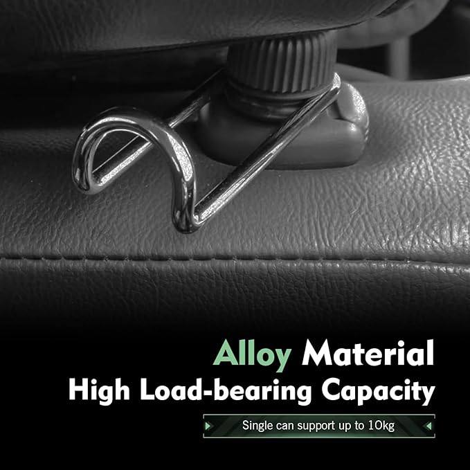 2 PCS Headrest Hooks for Car, 10KG Heavy Duty Rotatable Hidden Hooks, Car Seat Back Organizer Storage Accessories, Universal for Most Cars, SUVs, Trucks (Black)