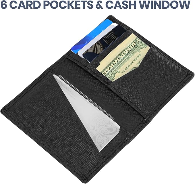 OLEIW Genuine Leather Minimalist Wallet: Slimfold Design for Front Pocket Comfort, Featuring Quick-Access ID Window & Secure RFID Blocking – The Ultimate Balance of Premium Texture and Daily Utility