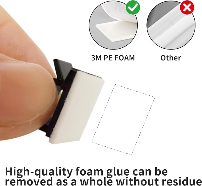 10 Pack Adhesive Cable Clips for Cord Management, Small Wire Holders for Desk Wall Car, Strong Sticky Cable Organizer for Phone Charger, USB, TV, Ethernet & More (10, Black)