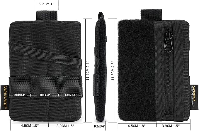 VIPERADE VE15 Small EDC Pouch, Pocket Organizer, EDC Pocket Pouch with DIY Patches Area, EDC Pocket Organizer Wallet for Cards, Small Tool Pouch for EDC Gears
