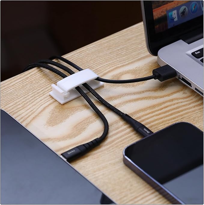 Hicarer 100 Pcs Christmas Light Clips Adhesive Hooks for Outdoor String Cable Wire Clips Adhesive Wire Management Cord Holder for The Wall, Under Desk, Car, Office and Home (x-Large, White)