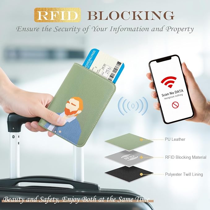 Lychii Slim Passport Holder RFID Blocking Travel Wallet - PU Leather Protector Case for Quick TSA Access, Secure Boarding Passes & ID Cards for Men Women International Travel