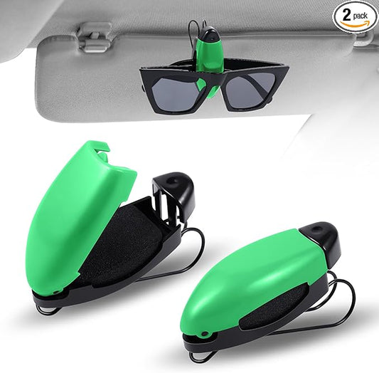 Frienda Car Sunglasses Holder Clip 2 Pieces Sunglasses Visor Clips for Car Sun Visor Glasses Holder Eyeglasses Mount Accessories (Green)