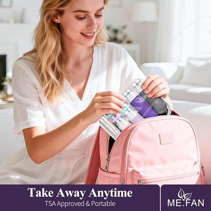 ME.FAN Travel Bottles for Toiletries,18 Pack Silicone Portable Size Bottle, TSA Approved Refillable Cosmetic Container Kits for Conditioner, Shampoo, Lotion,Face Cream - Purple
