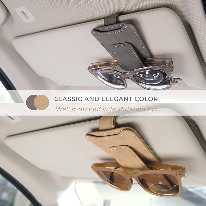 Sunglasses Holder for Car Sun Visor, Multifunctional Sunglasses Hanger with Ticket Card Pocket