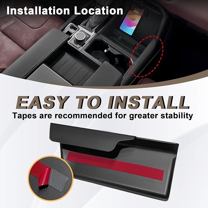 Muslogy Center Console Organizer & Shifter Storage Box Compatible with Toyota Tundra 2022-2025 2026 Accessories Phone Pocket Charge Area Console Inserts Storage Divider Passenger Side Only 2PCS