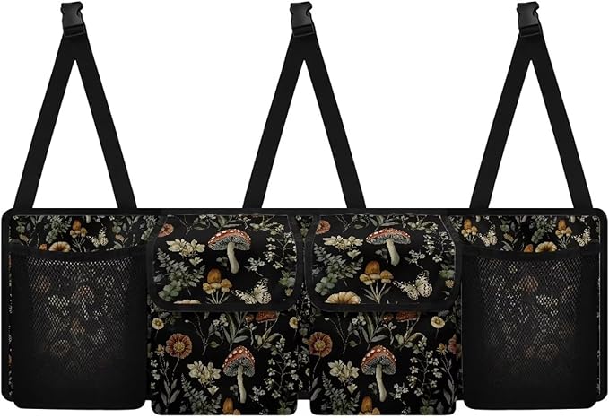 Mushroom Car Trunk Organizer Butterfly Large Capacity Car Organizer SUV Backseat Hanging Car Storage Bag with Lids Collapsible Cargo Storage Fit for Van,SUVs