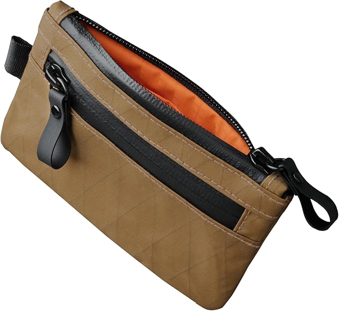 ALPAKA Zip Pouch Coyote Brown X-Pac - RFID-Blocking Small Cash and Card Zip Wallet with Carbon Neutral, Weatherproof Fabrics, YKK Zipper, EDC Pouch for Men Travel