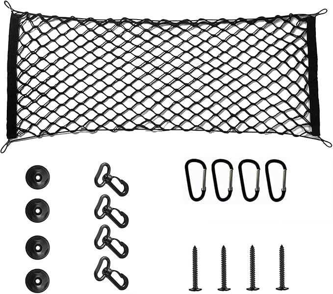 ZMD Truck Bed Cargo Net Elastic Trunk Stretchable Tailgate Nets Automotive Organizer and Storage Truck Storage Neting with Hook for Cars Pickup SUVs Trucks Vant (51x18 Inch)