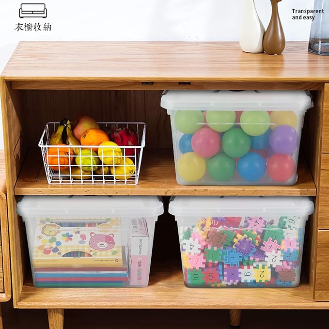 12 Quart Plastic Storage Latch Box, Latching Storage Bin with Handle,1 Pack