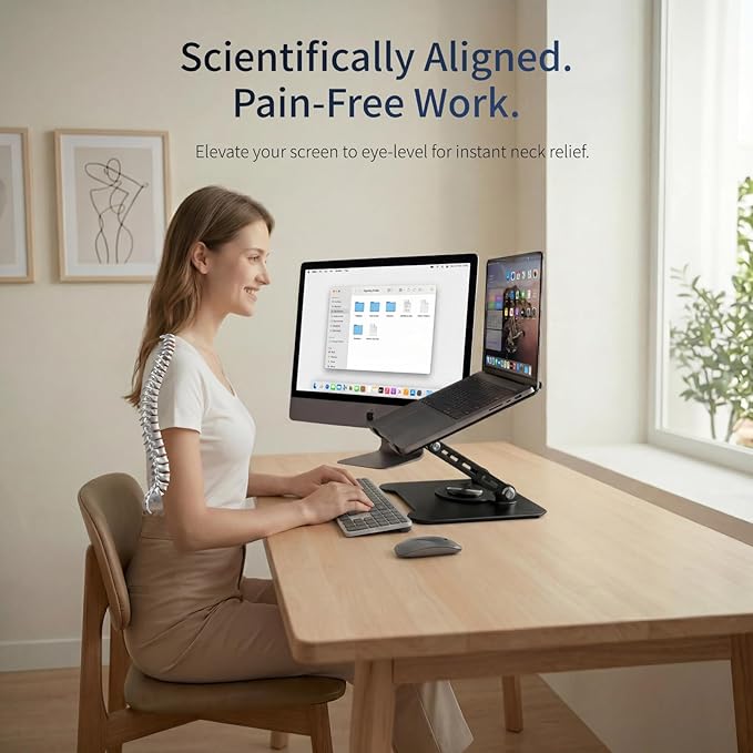 Laptop Stand for Desk, 360 Rotating Computer Riser with Adjustment Wrench, Ergonomic Laptop Riser for Collaborative, WorkFoldable & Portable Heavy Duty Stand Fit 10-16??Laptops