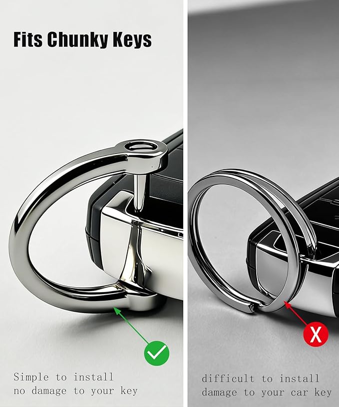 Metal Keychain Clip with Key Rings and D Ring, Heavy Duty Carabiner Key Chain Hook Holder for Car Home Keys