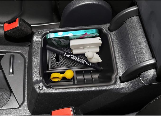 SKTU Center Console Organizer Compatible with 2018-2020 Tiguan Allspace LWB Accessories Insert ABS Black Materials Tray Armrest Secondary Storage Box
