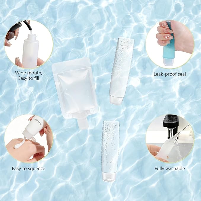 13pack Travel Bottles for Toiletries TSA Approved Leak Proof Travel Size Bottles with Toiletry Bag (BPA Free) travel containers for liquids Ideal for shampoo, lotion, sunscreen, perfume & more