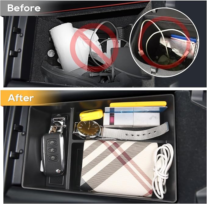 LFOTPP 2023-2025 X5 Center Console Organizer for 2019-2024 2025 X5 G05 X6 G06 X7 G07 Armrest Center Console Organizer Tray Accessories with Coin & Sunglasses Holder Insert Storage Box (Black B Type)