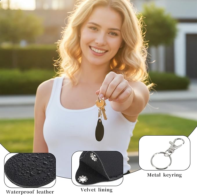 6 Pack Fob Holder Keychain, Leather Key Fob Holder Access Card Keys Chains Rfid Protector with Keys Carabiner for RFID Keyfob Token Tag Door Entry Access Control