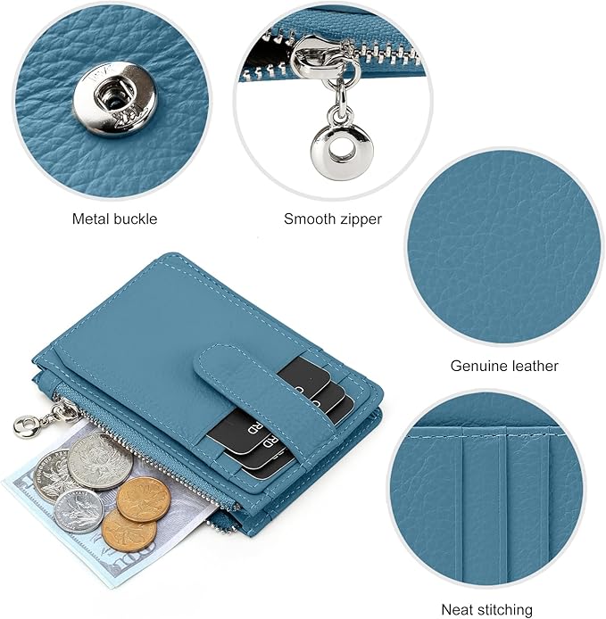 Slim Wallet for Women Genuine Leather Card Holder Thin Womens RFID Blocking Small Wallets