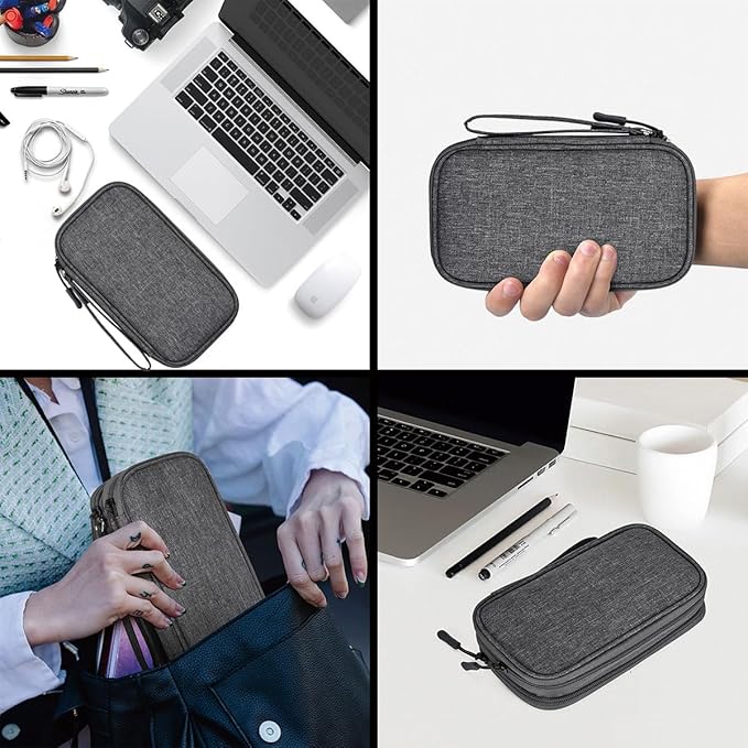 CAAORDKSO Travel Cord Organizer Electronics Organizer Travel Case, Travel Cable Organizer Bag Waterproof Portable Accessories Case for Cable, Charger, Phone, Power Bank, Earphone (Dark Gray, Large)