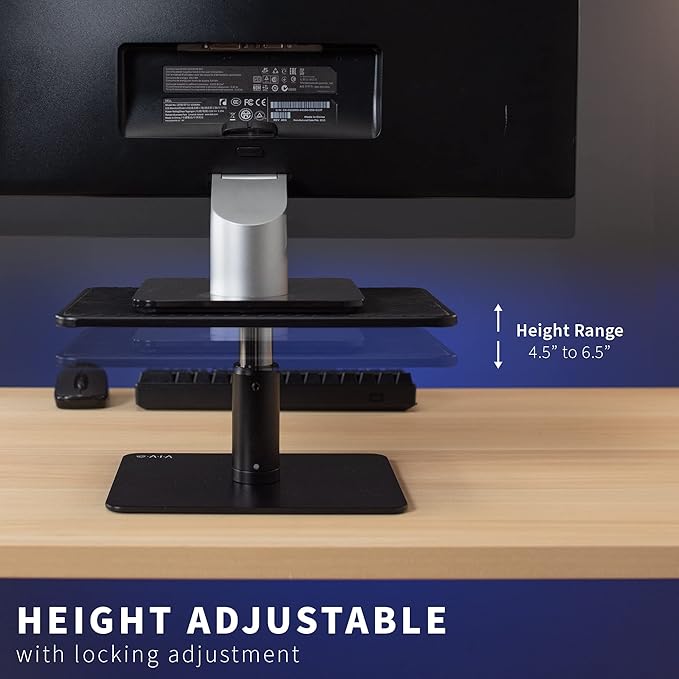 VIVO Universal Height Adjustable Ergonomic Computer Monitor and Laptop Riser Tabletop Desk Stand, Black, STAND-V000SB