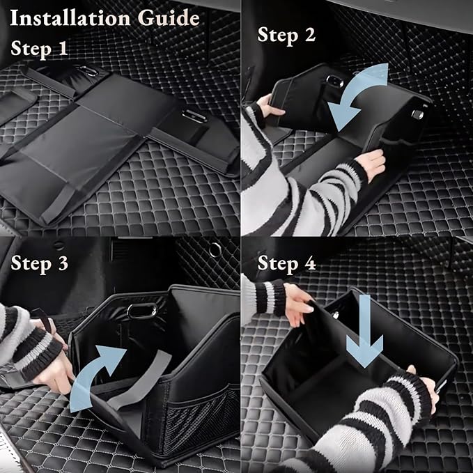 Car Storage Organizer – Compact PU Leather Bin for Trunk, Front Seat, Back Seat & Car Floor