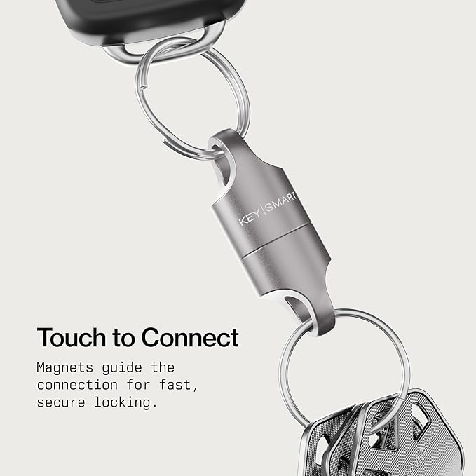 KeySmart MagConnect Magnetic Key Holder for Purse, Key Chains for Car Keys - Detachable Key Ring Quick Release Keychain