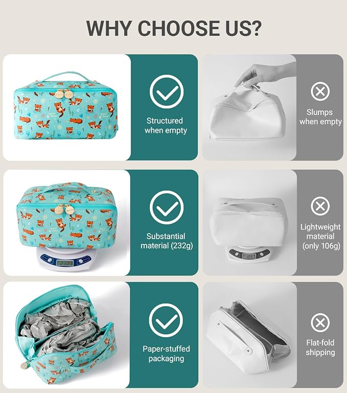 Aveniee Travel Makeup Bag for Women, Large Cosmetic Organizer with Open-Flat Design, Clear Divider & Handle - Waterproof PU Leather Toiletry Case (Otter Pattern)