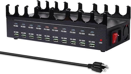 770W Charging Station for Multiple Devices, 20-Port USB C Fast Charging Station with Dual 140W PD PPS Port, Multi Device Fast Charger Dock for MacBook Pro Laptop, iPhone, iPad, Tablet, Cell Phone