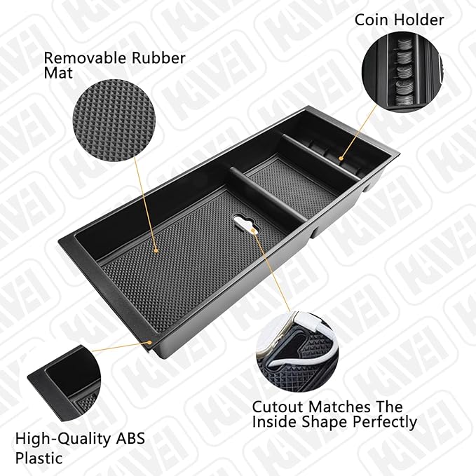 HGWEI Center Console Organizer Compatible with Ford F150 2015-2020, 2017-2022 F250 F350 F450, 2018-2024 Expedition Accessories, Insert Tray Armrest Storage Box, Full Console w/Bucket Seats ONLY, Black
