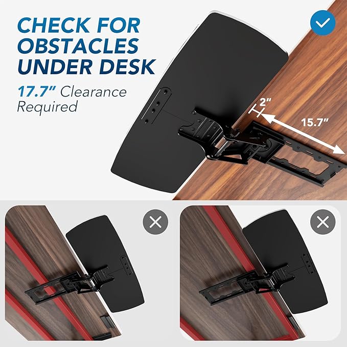 AX WABER Keyboard Tray Under Desk with Storage Drawer, Height Adjustable Keyboard Tray Slide Out 360° Swivel Tilt, Ergonomic Under Desk Mount Keyboard & Mouse Holder for Gaming Home Office, Black