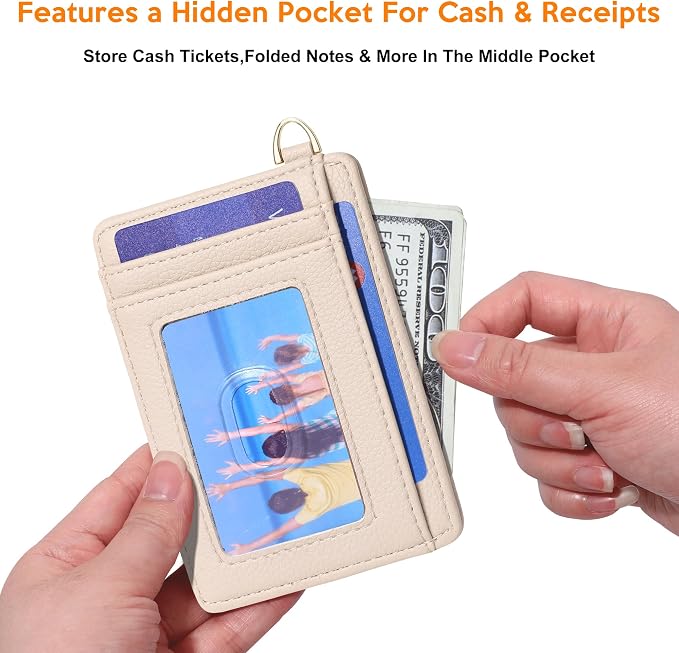 Badiya Credit Card Holder Slim Minimalist Wallet, Front Pocket Purse RFID Blocking Wallet Compact Card Case with ID Window for Women & Men