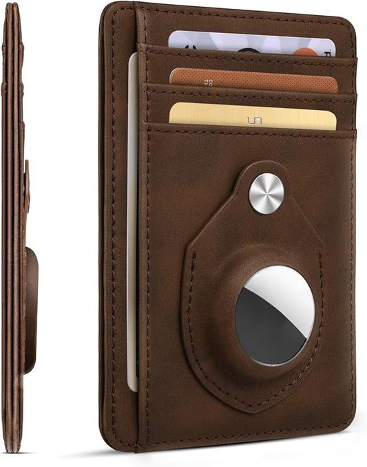 RUNBOX Slim Minimalist Front Pocket Air Tag Holder Wallet for Men, RFID Blocking Card Holder Mens Wallet Gifts for Men Dad