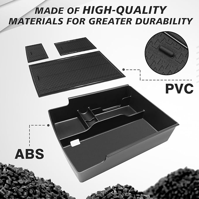 Muslogy Center Console Organizer Compatible with 2024-2026 GMC Acadia & Chevy Traverse & 2025-2026 Buick Enclave Accessories Middle Console Storage Box Armrest Insert Tray Cable Holder ABS Material