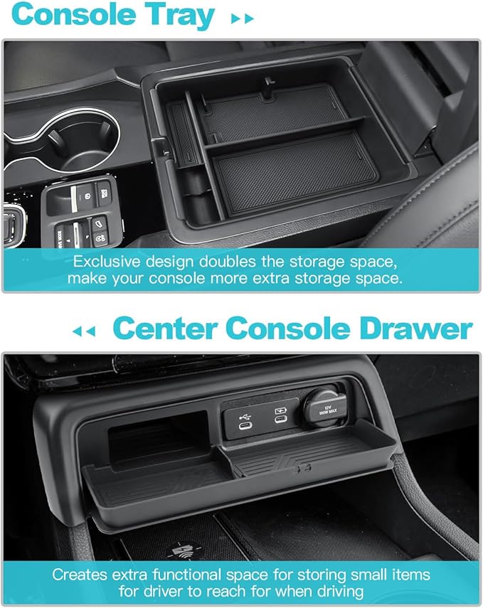 CDEFG 2Pcs for 2026 Honda Passport Center Console Organizer for 2026 Honda Passport Accessories Middle Console Drawer Storage Box Armrest Insert Tray