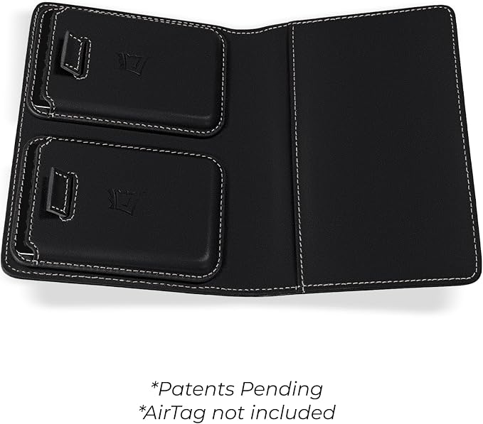 Kings Loot Passport Holder Wallet – RFID Blocking Leather Travel Wallet with Built-in Airtag Holder – Holds 1-6 Cards & Passport – Easy Pull Tab – Slim & Stylish Wallets (Onyx)