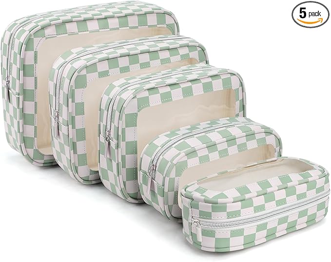 5PCS Diaper Bag Organizer Pouch Set,TSA Approved Toiletry Bag, Waterproof TPU Makeup Bag Set, Travel Organizer Bags for Women and Kids，Mothers Day Gifts