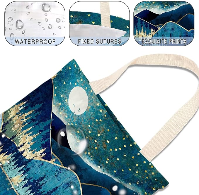Car Trash Bag Hanging No Snap Small Garbage Bag for Car Back Seat Cute Printed One-handed Strap Trash Bags Car Accessories-Mountain Moon Lake Car Trash Bags