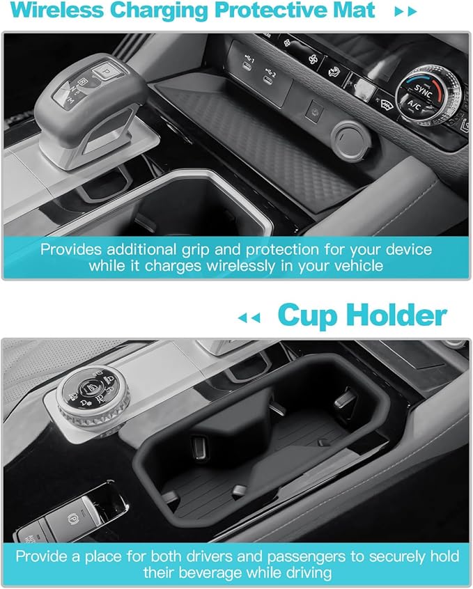 CDEFG 2Pcs for 2025 2026 Mitsubishi Outlander Center Console Organizer for 2025 2026 Mitsubishi Outlander Accessories Wireless Charging Cover & Cup Holder (for Gas Version Only)