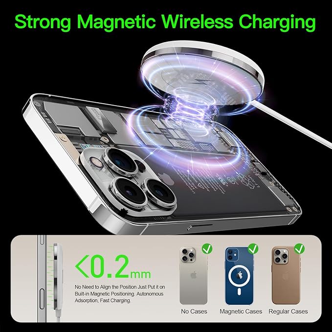 New for 15W MagSafe Charger: Magnetic Wireless Charging Pad for iPhone 17 16 15 14 13 12 Series AirPods 4-2 Pro, Strong Magnet, with PD20W Charging Block, Ultra-Thin Portable(2Pack 5FT)