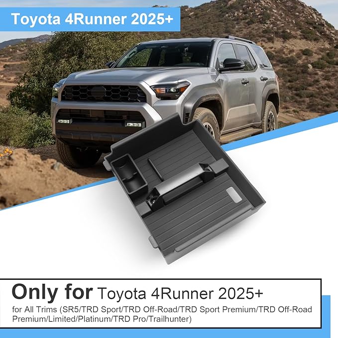 2025 2026 4Runner Center Console Organizer for Toyota 4Runner (All Trims), with Small Handle&Coin Holder, Durable ABS Plastic Console Tray Insert 2026 2025 4Runner Interior Accessories