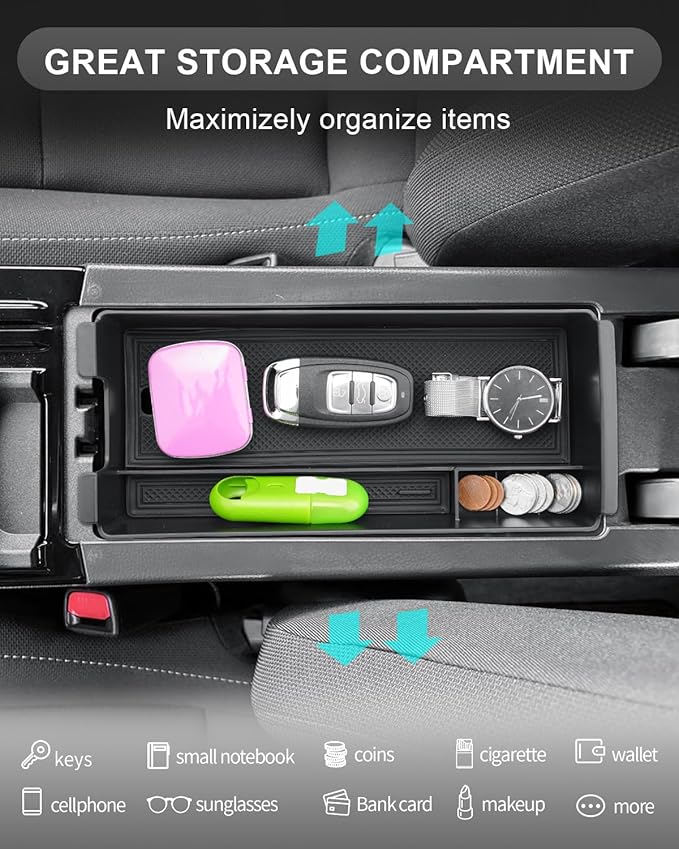 CDEFG Center Console Organizer for 2026 Toyota Prius, for 2025 2026 Toyota Prius (LE/XLE/Nightshade Edition/Limited)/ Prius Prime (SE/XSE/XSE Premium) Accessories Middle Console Armrest Storage Box