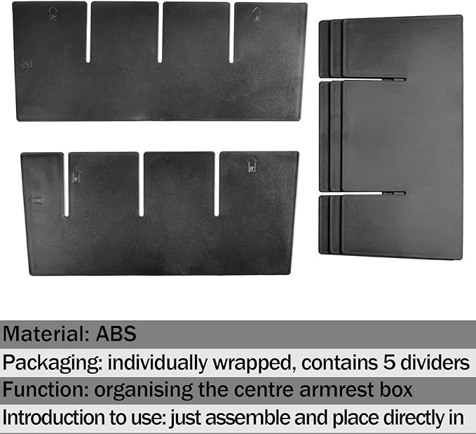 TACOBRO Center Console Organizer Dividers for Toyota Tundra 2014-2021 Accessories Black ABS Plastic Secondary Storage, Armrest Insert Separator