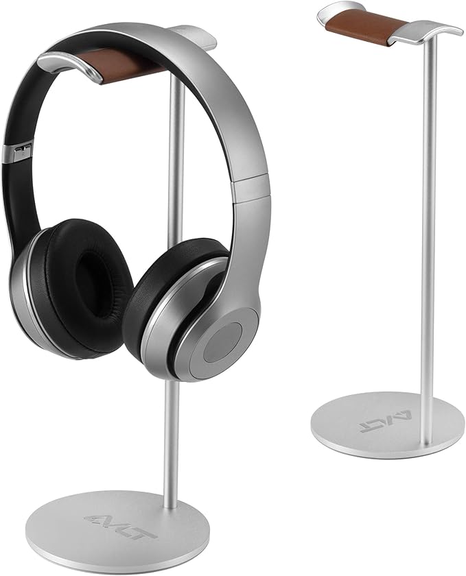 AVLT Universal Slim Aluminum Alloy Desktop Headphone Stand Anti-Slip Headset Display Organizer Hanger Rack Holder - Brown