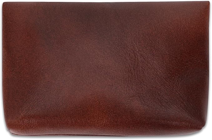 Leather Double Coin Pouch Premium Cash & Card Holder Compact Cable Organizer Travel Makeup Bag, Handmade Artisan Craft Vintage Leather Accessories Multipurpose Wallet & Organizer (Wine)