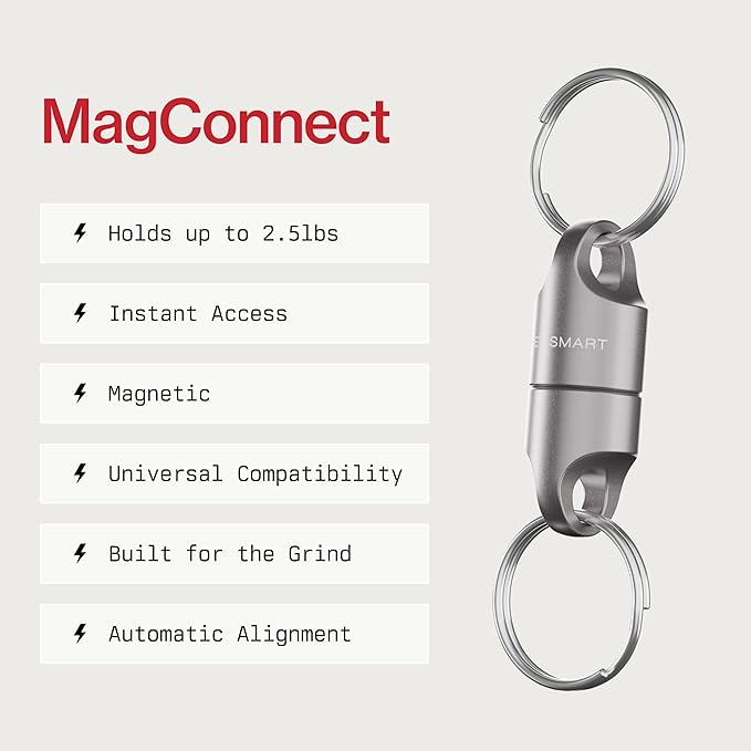 KeySmart MagConnect Magnetic Key Holder for Purse, Key Chains for Car Keys - Detachable Key Ring Quick Release Keychain