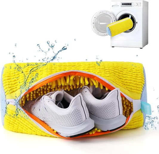Aship Shoe Washing Machine Bag, Laundry Shoe Bag for Washer and Dryer - Reusable Shoe Cleaning Bag for Sneakers,Tennis Shoes, 360° Deep Cleaning With Self-locking Zipper - Yellow,1PC