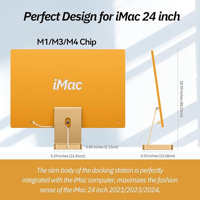 Minisopuru USB C Hub for iMac - M.2 NVMe SSD Adapter, Supports iMac M1/M3/M4, 10Gbps USB A 3.2, SD/TF, Yellow